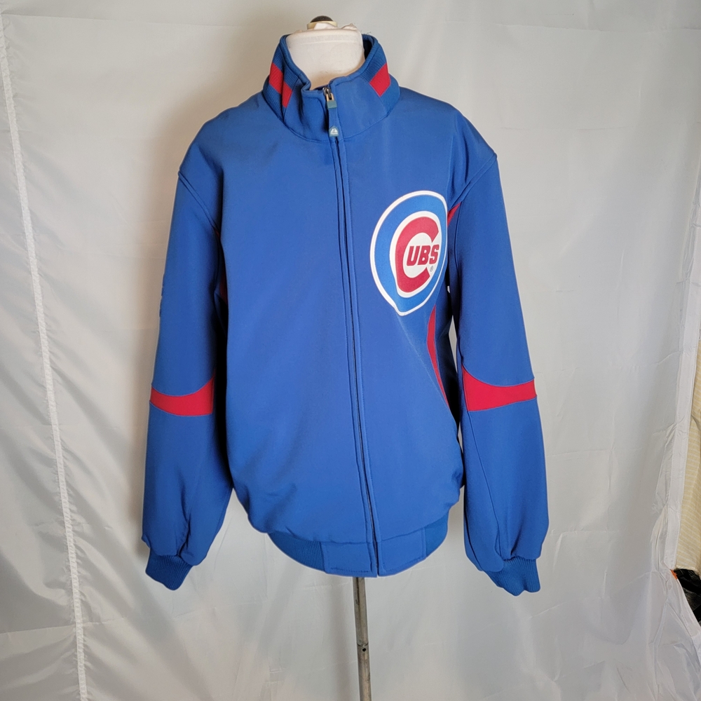 Majestic Cubs Blue Varsity Jacket with Red Highlights